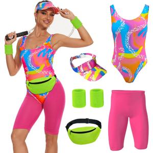 80s Workout Outfit for Women - 80s 90s Workout Costume Set for Halloween, Cosplay, Couples Outfits or Dancewear.
Size M