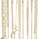 Mkono Necklace Holder Metal Jewelry Display Stand Necklace Organizer with 22 Hooks for Storage and Hanging Bracelet Keychain Home Room Decor for Women,Gold
