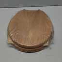 Wood Toilet Seat Round, Wooden Round American Standard Toilet Seat with Durability Metal Chrome Hinges, Natural Wood Veneer Oak Cover