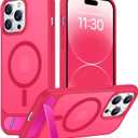 Temdan Magnetic Compatible with iPhone 14 Pro Max Case, [Built-in Invisible Kickstand][Compatible with MagSafe] [Military Grade Shockproof] Slim Translucent Matte Phone Case for iPhone 14 Pro Max 6.7" (Hot Pink)