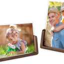 Mixoo 5x7 Picture Frame 2 Pack - Double Rustic Vintage Wooden Picture Frames 5x7 inch with Walnut Wood Base and High Definition Break Free Acrylic Glass Covers for Tabletop Desktop Display ( 5x7" Horizontal + Vertical)