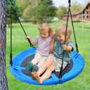 Trekassy 700lb 40 Inch Saucer Tree Swing for Kids Adults Outdoor 900D Oxford Waterproof with 2pcs Tree Hanging Straps, Steel Frame and Adjustable Ropes Blue