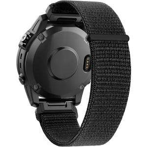 Compatible with Garmin Fenix 8/8 Pro 51mm/Fenix 7X/6X/6X Pro/5X/5X Plus, 26mm Nylon Hook Loop Quick Easy Fit Watch Band Breathable Strap Replacement for Garmin Descent MK1/D2 Delta PX/D2 Charlie (Black)