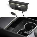 TPARTS Muti-Ports USB Hub for Tesla Model 3 Highland 2024+/Model Y Juniper 2025+, Center Console Hidden Fast Charger with Retractable Cable Model 3/Y Interior Accessories Charging Hub Docking Station