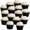 Koyal Wholesale Black Cupcake Wrappers Glitter Decorative Cupcake Liners for Weddings, and Parties, Elegant Tuxedo-Style Glitter Black Cupcake Holders for Events, Birthdays & Dessert Tables, Set of 50