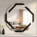 Vercraft Bathroom Mirror Decorative Beveled Edge Frameless Mirror Wall Mirrors Hexagon Silver Polished for Wall Bathroom Vanity Room Bedroom Living Room and Enter Way (24"24")