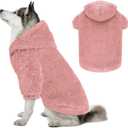 Fuzzy Dog Sweaters for Large Dogs Dog Hoodie Soft Double-Sided Plush Fleece Pet Sweater Clothes Coats Pet Hoodie Sherpa Hooded Sweatshirt(Pink-XL)