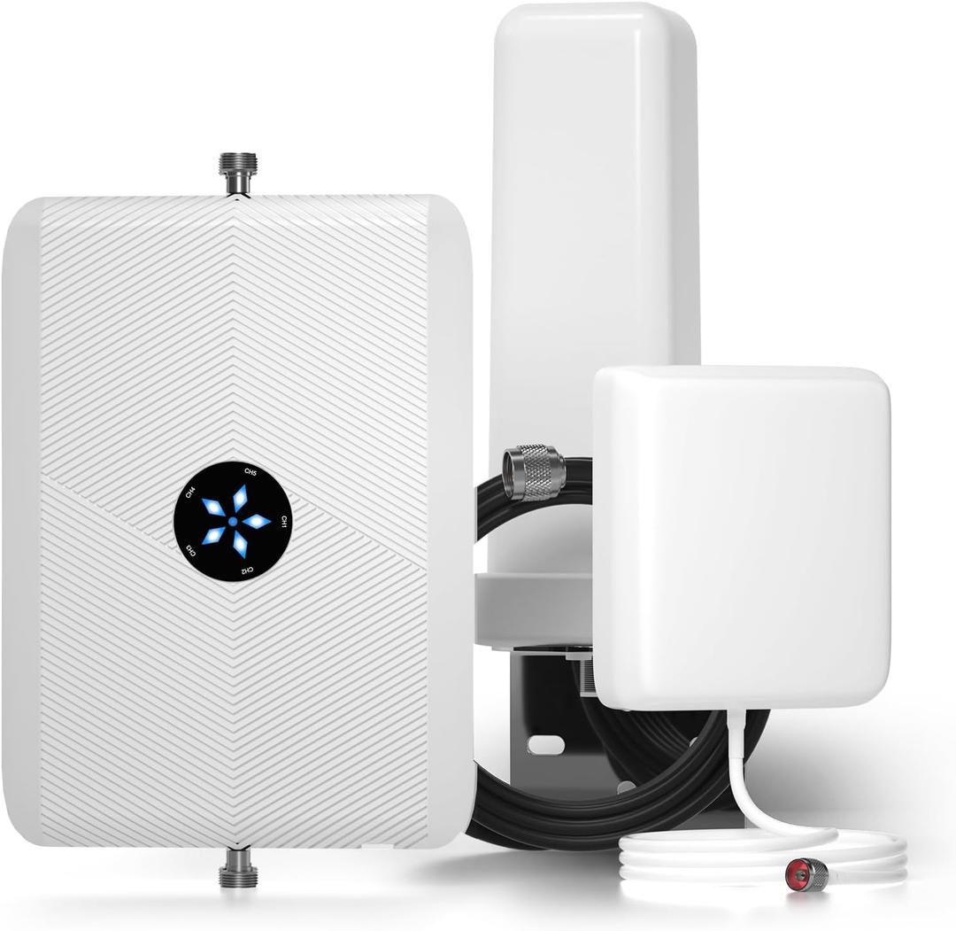 Cell Phone Booster for Home, 3G 4G LTE 5G Band 66/2/4/5/12/13/17/25 Cell Phone Signal Booster, Cell Booster for All U.S. Carriers - Verizon, AT&T, T-Mobile | FCC Approved (Blanco)
