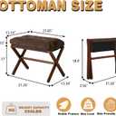 Baveke Ottoman Foot Rest- Bamboo Folding Stool, Foot Stools Small Ottman with Upholstered & X Legs, Foldable Stool for Makeup, Bedroom and Living Room (Large Brown), 21.3"D x 13.4"W x 18.5"H