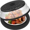 12" Microwave food Cover & Mat,Large Vented Collapsible Splatter Guard dish Plate lid & Silicone Round Kitchen mat