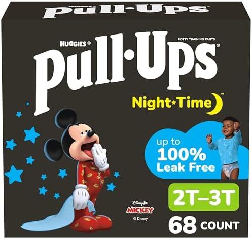 Pull-Ups Boys' Night-Time Potty Training Pants, Size 2T-3T Overnight Training Underwear (16-34 lbs), 68 Ct Size 16-34 ibs 7-15 kg