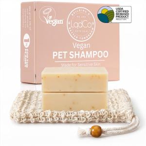 Vegan Pet Shampoo Bar for Sensitive Skin, Plant-Based Gentle Formula for Puppies & Dogs with Allergies, Moisturizing Bar for a Calming First Grooming Experience (7.0 oz (Pack of 2))