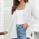 Women Lightweight Cardigan Sweaters with Pocket Open Front Breathable Cardigans (White, M)
