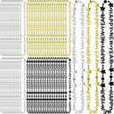 Bucherry 72 Pcs Happy New Year Necklaces New Year's Eve Necklaces 2026 Gold Black Silver Plastic Metallic Beaded Accessories for 2026 Holiday Party Costume Decorations(Star)