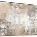 HUADAOART Abstract Canvas Wall Art Neutral Beige Gray Framed 20x40 Inch