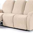 VANSOFY Recliner Cover, 3-Pieces Stretch Reclining Couch Covers with Pockets Reclining Sofa Slipcovers 3 Seater Soft Washable Furniture Protector for Dogs Cats(Cream)