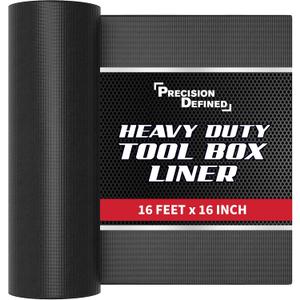 Precision Defined Professional Grade Tool Box Liner, 16 ft x 16", Black | Tool Box Drawer Liner, Shelf Liner Non Slip Mat, Thick Cabinet Shelf Liner, Toolbox Drawer Liner, 16"W x 192"L