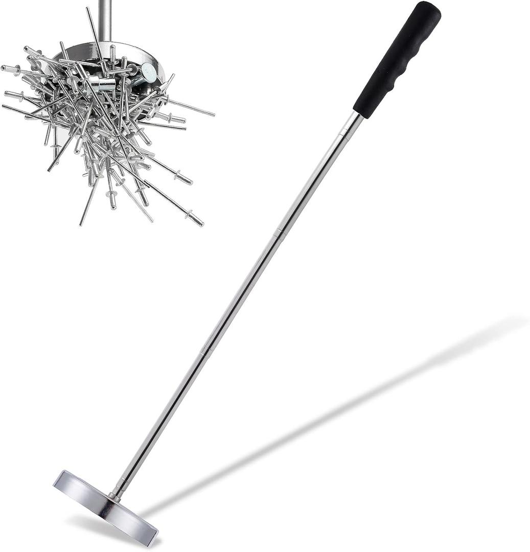 Telescoping Magnetic Sweeper Pickup Tool, Screws Parts Finder with 35LB Pull Capacity, Retractable 8.6" to 33" with Strong Magnet, Pick up Nails, Screws, and Metal Parts (1 Piece, Black)