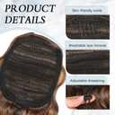 16 Inch Ponytail Extension Drawstring Ponytail for Women Curly Wavy Pony Tails Hair Extensions Synthetic Ponytails Hairpieces for Daily Use-Chestnut Brown Mix Golden Highlights