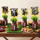 6 Sets 66 Pcs Football Centerpieces for Table Include Goal Post Photo Frame Decorations Football Cutouts Mason Jar Vases Artificial Grass Turf for Touch Down Rugby Day Birthday Party Decor