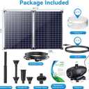 POPOSOAP 70W Solar Pond Pump,Solar Fountain Pump 580GPH Adjustable Flow, Outdoor Solar Water Pump with 17Ft+10Ft Cord & 6.6Ft PVC Tubing for Ponds, Fountain Waterfall-P170H