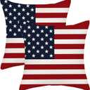 4th of July Pillow Covers 18x18 Independence Day Memorial Day Outdoor Decor Throw Pillows for Couch American Flag Patriotic Star and Stripes Pillowcase Decorative Cushion Case for Sofa Set of 2