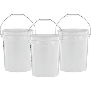United Solutions 5 Gallon Bucket - 3 Pack, White, Heavy Duty BPA-Free Plastic Bucket, Comfortable Handle, Easy to Clean, Perfect for on The Job, Home Improvement, or Household Cleaning