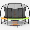 Yohood Trampoline Outdoor 12FT 14FT, Recreational Trampolines with Enclosure Net and Ladder, ASTM Approved for Kids and Adults, with Additional 8 Stabilizer Bars and Anti-Rust Coated Galvanized Frame