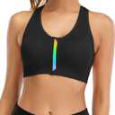 Womens Zip Front Sports Bra Wireless Post-Surgery Bra Padded Strappy Medium Support Yoga Exercise Athletic Bras