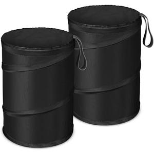 Kincown Car Trash Bin, 2 Packs Pop-up Car Trash Can, Medium-Sized Collapsible Garbage Can with Elastic Band Hanging, Double-Layer Washable Vehicle Trash Can, Velcro Waste Basket Bin, 2.6 Gallons