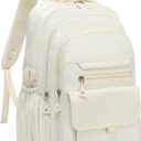 Phaoullzon Girls School Backpack for Boys, College Aesthetic Laptop Bookbag for Travel,Beige