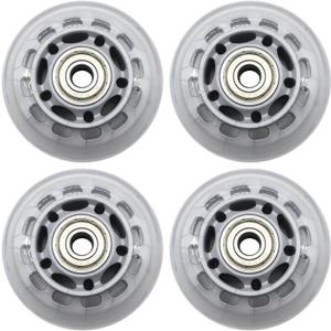 Inline Skate Wheels 76mm, Clear Roller Blade Replacement Wheels with Bearings for Skate, Office Chairs, Luggage (4 Pack) (gray)