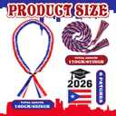 National Flag Graduation Leis Stole Class of 2026 Puerto Rico Flag Money Graduation Leis Sash 2026 Braided Ribbon Collares Honor Cords Necklace Gifts for International Students