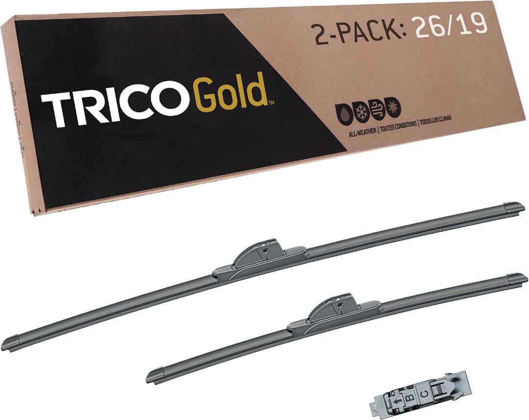 TRICO Gold™ (18-2619) 26 & 19 Inch Automotive Replacement Windshield Wiper Blades Super Premium All Weather Beam Blade for Select Vehicle Models, 2 count (Pack of 1)