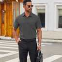 COOFANDY Mens Short Sleeve Shirts Casual Button Down Dress Shirts Summer Untucked Shirt Dark Grey, L