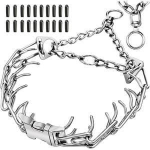 Stainless Steel Dog Collar with Quick-Release Buckle, Adjustable for Small, Medium and Large Dogs (L-3.5mm)