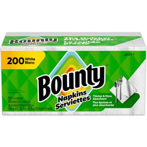 Bounty Paper Napkins, White, 200 Count, Packaging may vary