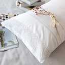 RANZNAZ 100% Cotton Lace Pillow Cases King Size Set of 2 - White Good Feeling Pillowcases 2 Pack with Envelope Closure, Elegant Lace,Softer and Breathable Pillow Case (20 x 36)