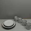 Homlouue Dinnerware Sets, 16 Pieces Stoneware Dinnerware Set, Service for 4 (16pcs), Plates Bowls and Mugs Set, Dinnerware Sets for 4, White with Black Rim