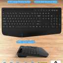 Wireless Keyboard and Mouse Combo - Full Size Ergonomic Wrist Rest, Silent Typing, Phone Holder, 2.4 GHz, 3 Level DPI, Batteries Powered, KM23D Set Compatible with PC, Laptop, Windows, macOS -SABLUTE