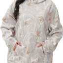 Eutten Womens Camo Hoodies Maple Leaf Print Oversized Hooded Sweatshirt Fleece Pullover Sweatshirts Long Sleeve with Pocket (Beige, M)
