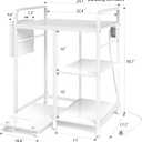Sedegn Home Printer Stand with Charging Station, 24x18 Inches Stands for Large Printer, Printer Shredder Stand with Storage for Home Office, Table for Fax Machine/PC Tower (White)