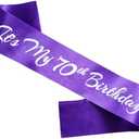 Novaflare It's My 70th Birthday Sash, Purple Silver Birthday Sash for 70th Birthday Party Supplies, Birthday Gifts for Girls 70th Birthday Party Favors Pack of 2