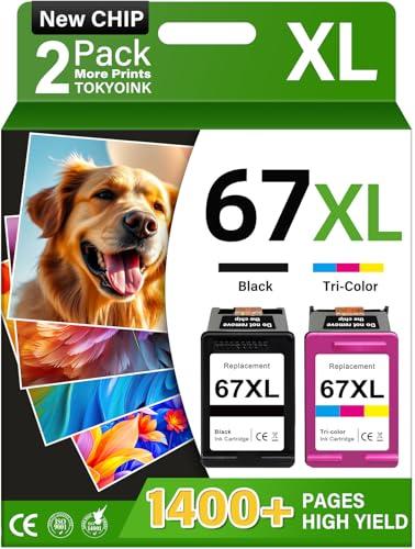 TOKYOINK 67XL Ink Cartridges Compatible for HP67 HP Ink 67 Black/Color Combo Pack for DeskJet 2855e 2827e 2800e 4255e 2755e 2700e 2852e 2700 4155e 2734e 4227e Envy 6000 6055e 6400 Printer
