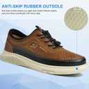 Moodeng Men's Leather Oxfords Comfortable Business Dress Shoes Casual Loafers Lace-Up Lightweight Walking Derby Shoes Comfortable Dark Brown (Brown,42)