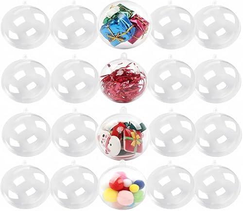 20 Pack Clear Ornaments Balls,Accfore DIY Plastic Fillable Christmas Decorations Tree Balls Baubles Craft Transparent Ball Gifts for Christmas Wedding Party New Years Present Home Decor,50mm Pack of 2