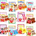 Valentines Day Gifts for Kids Classroom, 24 Pack Valentines Day Cards with Animal Plush Toy, Stuffered Animal Toys for Valentines Gifts Exchange, Kids Valentines Party Favors Supply For Boys Girls