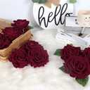 IPOPU Burgundy Velvet Rose 5" Large Roses Artificial Flowers 10pcs Silk Rose Fake Flowers for Wedding Bouquet Baby Shower Centerpieces Arrangements Home Party Tables Decor(Burgundy)