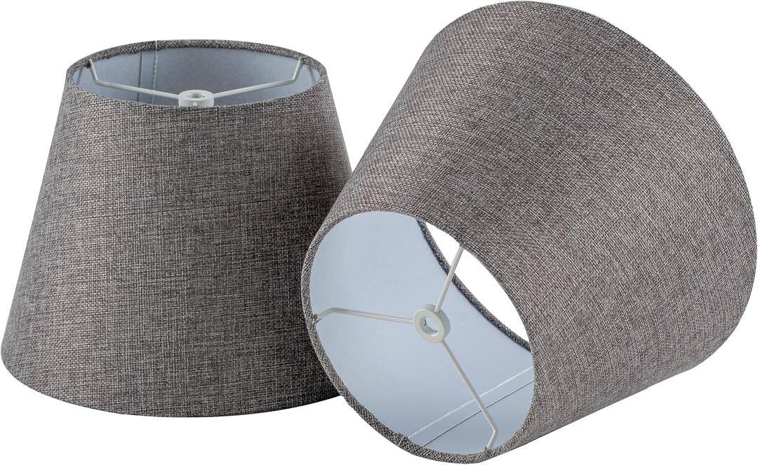 Set of 2 Medium Gray Spider Fitter Replacement Lamp Shades for Table Lamps, 6.9"H x 6.313" Top D x 9.8" Bottom D