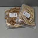 2 x 24 Pcs Velvet Bows for Christmas Tree and 12 Feet Wooden Beads Ornaments, 5x7 Inch Vintage Christmas Velvet Ribbon Bows for Xmas Garland Wreath Gift Wrapping Holiday Home Party Decorations (Khaki)